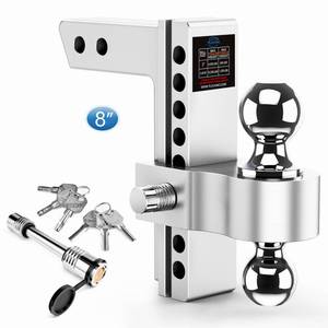 lot 1450 image: Tlvuvmo Adjustable Trailer Hitch, 8 Inch Drop Hitch Ball Mount (Fits 2-Inch Receiver), 12,500 LBS GTW, (2 & 2-516) Chrome Plated Steels Balls, Aluminum Tow Hitches with Two Anti-Theft Pins Locks