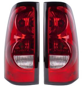 lot 1454 image: Boine Compatible With 2003 2004 2005 2006 Chevy Silverado 1500 2500 3500 Driver and Passenger Side Tail Light - Bulb and Harness Included