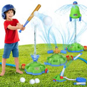 lot 1457 image: 4-in-1 Kids Sprinkler Baseball Toys for Yard, Water Sprinklers Rocket Launcher Outdoor Play, 360° Rotating Water Spray Toy, Summer Backyard Lawn Pool Outside Water Game for Girls Boys Ages 4-8 8-12