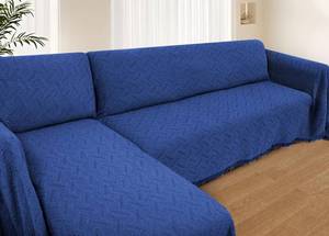 lot 1459 image: HOMERILLA Sectional Couch Covers for Sectional Sofa L Shaped Sofa Cover Blanket 2 Pieces L Shape Furniture Protector for Pets Dogs (Navy, Large)