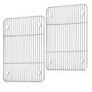 lot 1466 image: TeamFar Cooling Rack, 15.3�� x 11.1�� Stainless Steel Wire Baking Rack for Cooking Roasting Grilling, Fit for Oven Pan, Oven & Dishwasher Safe, Non-toxic & Heavy-Duty, 2PCS