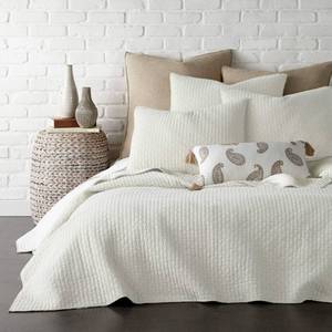 lot 1467 image: Levtex Home - Cross Stitch Cream Quilt Set - FullQueen Quilt  Two Standard Pillow Shams - Cross Stitched Pattern - Quilt Size (88x92in.) and Pillow Sham Size (26x20in.) - Reversible - Cotton Fabric