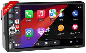 lot 1468 image: 7 Double Din Car Stereo with Upgraded Wireless Apple Carplay & Android Auto, 240W Powerful Sound, Bluetooth Handsfree, RDSFMAM Reiceiver, USB Type-C ChargeAUXTF Full Ports, Touchscreen Radio