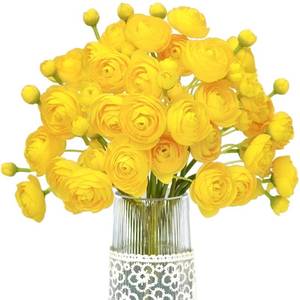 lot 1470 image: Letjolt Ranunculus Artificial Flower Yellow Silk Flowers Faux DIY Bouquet for Wedding Engagement Centerpieces Arrangements Bridal Shower Decorations Home Decor 18pcs