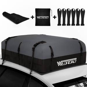 lot 1471 image: WILDROAD Rooftop Cargo Carrier - 25 Cubic Feet, 600D Ultra Anti-Tear Fabric, Waterproof Car Roof Bag with Soft-Shell, Anti-Slip Mat and 6 Door Hooks - Fits Cars withWithout Racks