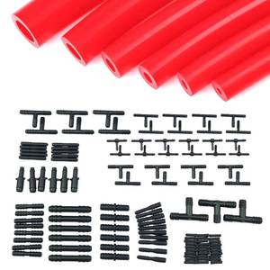 lot 1476 image: Ucreative Silicone Vacuum Hose Kit 6PCS 5FT Tubing (18 to 38)  113PCS Nylon Connectors High Performance Automotive Replacement (Red)
