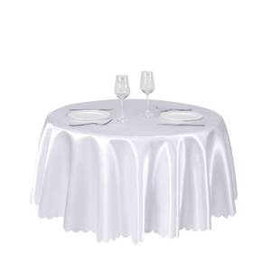 lot 1479 image: Counfeisly 1 Pack 60 Inch White Round Tablecloth, Silky Satin Tablecloth Overlay Smooth Fabric Table Cover, Table Decoration for Wedding Party Banquet Events