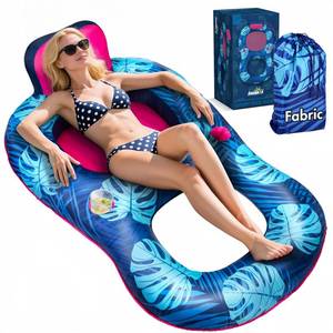 lot 1493 image: Sunikko X Upgrade Travel Pool Floats Adult with Carry Bag, Fabric Portable Packing Inflatable Pool Floats for Pool Floating, Luxury Floats with Backrest and Cup Holder, Fast Inflation, Floral Design