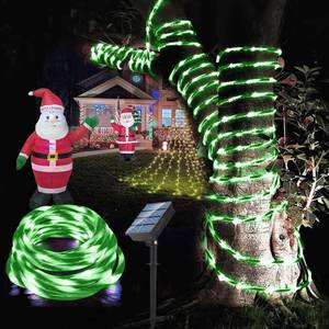 lot 2114 image: Honche Upgrade St. Patricks Day Solar Rope Lights Green Candy Cane Design 33FT 100LED IP65 Weatherproof 8 Lighting Modes Outdoor Xmas Decoration for Garden, Roof, Wall, Pavement (Candy Green)