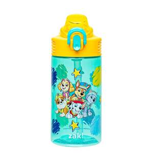 lot 2138 image: Zak Designs Sage PAW Patrol Water Bottle For School or Travel, 16oz Durable Plastic Water Bottle With Straw, Handle, and Leak-Proof, Pop-Up Spout Cover (Chase, Marshall, Skye, Rubble, Everest)