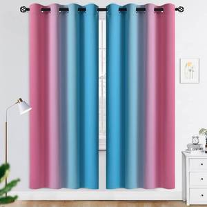 lot 2140 image: COSVIYA Grommet Ombre Room Darkening Curtains 72 inches Length for KidsGirls Bedroom, Polyester Light Blocking Pink and Blue Gradient Window DrapesCurtains for Living Room,2 Panels, 52x72 inches