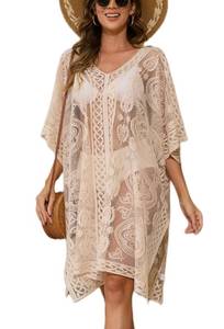 lot 2141 image: Womens Swimwear Cover-Up for Beach and Pool, Lace V-Neck Swimsuit Dress, Bikini Cover-Up XL