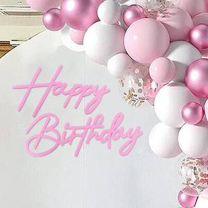 lot 2142 image: MASTRON Happy Birthday Sign for Backdrop - Felt Happy Birthday Letter Sign for Balloon Arch Birthday Party Balloon Arch Backdrop Decorations for Birthday Party Baby Shower - Pink