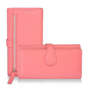 lot 2146 image: Pink Leather Wallet For Women  Multiple Credit Card Windows  RFID Protection  1 ID Window  Compact Wallet