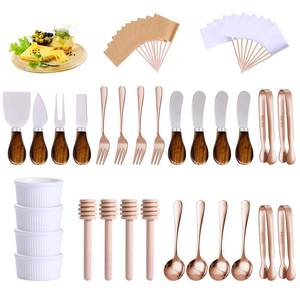 lot 2154 image: Charcuterie Boards Accessories(29 PCS) Cheese Spreaders for Charcuterie Board Mini Serving Spoon Fork Tongs Blank Toothpick Flags Bowl
