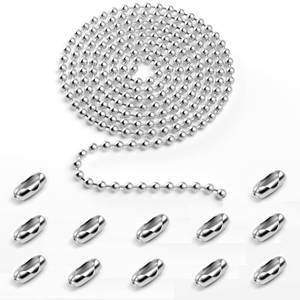 lot 2159 image: 10 Feet Beaded Ball Chain, Stainless Steel Bead Pull Chain Extension with 12PCS Connectors for Window Roller Chain Replacement, Plumbing and Equipment Labeling (4.5 mm,Silver)