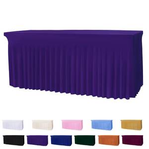 lot 2164 image: DREAMANIA Table Skirts for 8ft Rectangle Tables - 1PCS Purple Table Covers for 8 Foot Tables, Wrinkle Resistant Ruffles Elastic Table Cloths and Table Skirt for BanquetsWeddingsPartiesBirthday