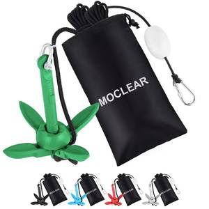 lot 2170 image: Moclear Kayak Anchor Kit, 1.5 lb Compact Folding Grapnel Anchor for Kayaks, Canoes, SUPs, Jet Skis, Small Boats - Lightweight Portable Marine Boat Anchor with Rust-Resistant Design (Green)