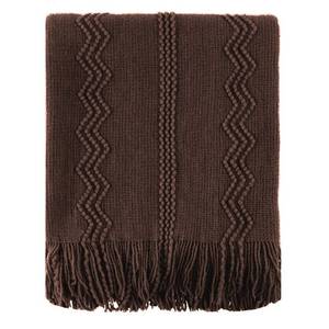 lot 2179 image: BATTILO HOME Brown Throw Blanket for Couch, Chocolate Knit Decorative Boho Throw for Home, Bed, 50x60