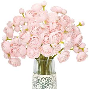lot 2200 image: Letjolt Ranunculus Artificial Flower Pink Silk Flowers Faux DIY Bouquet for Wedding Engagement Centerpieces Arrangements Bridal Shower Decorations Home Decor 18pcs