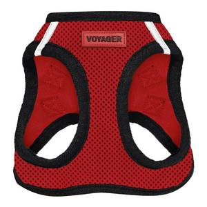 lot 2209 image: Best Pet Supplies - All Weather Mesh, Reflective, No Pull Harness for Small, Medium Dogs, Cats - Secure with Hook & Loop Fastener, Buckle, Double D-Rings - RedBlack Trim, XS