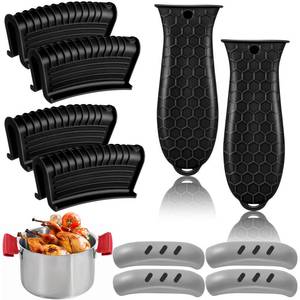 lot 2212 image: 10pcs Cast Iron Handle Cover, Silicone Hot Handle Holder, Heat Resistant Cast Iron Skillet Handle Covers Potholder for Frying Pans and Griddles Kitchen Supplies
