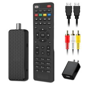 lot 2220 image: Mini Digital Converter Box for TV,1080P Digital TV Tuner Box with HDMI Output,3RCA Output,Recording and Playback,USB Multimedia Player,ATSC Tuner with HDMI&3RCA Cables,2in1 Remote Control Included