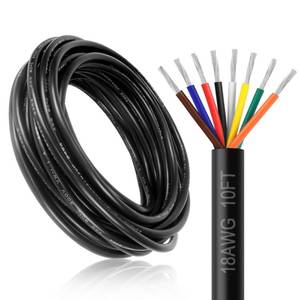 lot 2221 image: DEKIEVALE 18 Gauge 8 Conductor Electrical Wire, 10FT 18AWG Black PVC Stranded Tinned Copper 8 Wire Cable, 188 Cord Extension Cable