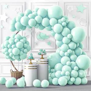 lot 2232 image: RUBFAC 129pcs Mint Green Balloons Different Sizes 18 12 10 5 Inch, Pastel Makani Blue Balloon Garland Arch Kit for Birthday Baby Shower Gender Reveal Easter Wedding Party Decoration
