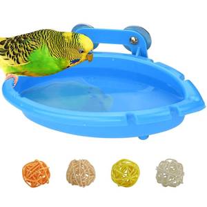 lot 2233 image: Mygeromon Bird Bath for Cage-Small Tub Bowl for Hang Inside Cage Birdbath Shower for ParrotParakeetsCockatielsCanaryBudgerigar (Blue)