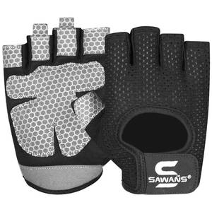 lot 2237 image: SAWANS Workout Gloves for Men and Women Weight Lifting Gloves Gym Fitness Exercise Cycling Pull ups Microfiber Lightweight Breathable Non-Slip Silicone Padded Palm Grip (Black, Medium)