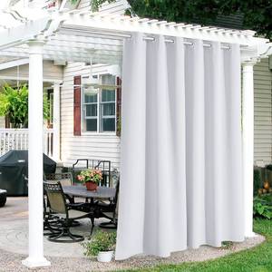 lot 2240 image: RYB HOME Outdoor Curtain for Patio Outside Shades Farmhouse Curtain for Indoor Outdoor Porch French Door Lawn Corridor Pavilion Cabana Sunroom, 84 x 84, 1 Panel, Grayish White