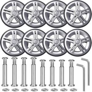 lot 2251 image: Luggage Suitcase Replacement Wheels Luggage Replacement Wheels Wear-Resistant Mute Suitcase Rubber Swivel Caster Repair Kits (Sliver-55mm-8pcs)