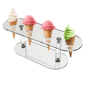 lot 2252 image: JIANWEI Ice Cream Cone Holder, 4 Holes Transparent Acrylic Cupcake Cake Stand, Reusable & Easy to Clean, Perfect for Parties, Weddings, Birthdays