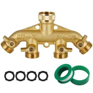 lot 2255 image: Triumpeek 4 Way Brass Hose Splitter, Heavy Duty 4-Way Garden Hose Connector 34 Inch, Solid 4 way hose adapter