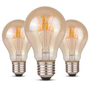 lot 2256 image: CROWN LED E27 LED Vintage Light Bulb - Warm White - Energy Efficient E-Class - Equivalent to 38W Incandescent Bulb - Durable - Ideal for Home, Restaurants, Shockproof - Retro Design - Set of 3