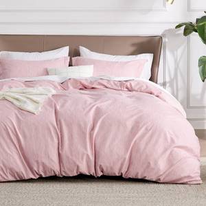 lot 2259 image: Bedsure Duvet Cover Queen Size - Soft Cationic Dyed Duvet Cover Set for Kids with Zipper Closure, 3 Pieces Bedding Set(Pink, 90x90)