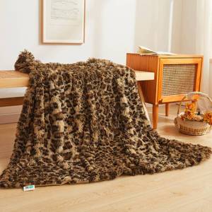 lot 2267 image: XeGe Luxury Faux Fur Leopard Print Throw, Soft 50x60 Cheetah Print Fluffy Blanket, Shaggy Plush Decorative Couch Throw, Cute Furry Fuzzy Animal Print Blanket for Sofa Bed, Brown