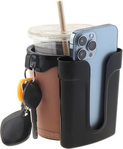 lot 2271 image: Bike Cup Holder Bike Water Bottle Holder Handlebar with Cell Phone Keys Bike Cup Holder Leather Bicycle Drink Beer Holder for Beach Cruiser Commuter Bike (Beige)
