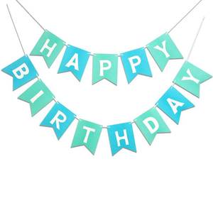 lot 2286 image: Mint Blue Happy Birthday Banner Signs Supplies for Boy Birthday Party Decorations Nursery Decor 13 Pieces