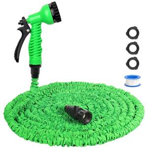 lot 2297 image: iminuo Expandable Garden Hose 50FT  Lightweight Flexible Water Pipe with 7 Function Hose Spray Nozzle and Upgraded Latex Core, Easy to Storage for Gardening Outdoor Pet Washing, Green