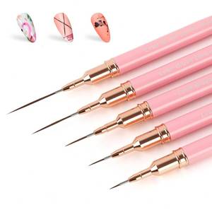 lot 2310 image: Artdone Metallic Nail Art Pens, Liner Brushes Set, 5PCS Pink Color Nail Tools For Long Lines, Thin Details, Fine Drawing, Liner Brush UV Gel Polish Painting Nail Design Sizes 58122025mm