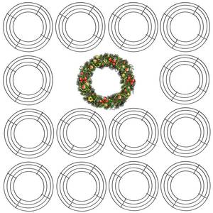lot 2312 image: JEUIHAU 15 Pack 10 Inches Round Wire Wreath Frames, Green Metal Floral Wreath Frame, Wire Wreath Rings for Christmas New Year Party Home Decor DIY Crafts Supplies