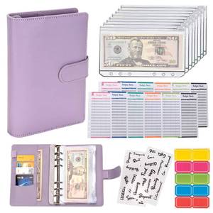 lot 2313 image: NICOOTHBudget Binder Cash Envelopes A6 Money Saving Binder with Zipper envelopes (Purple)