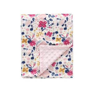 lot 2314 image: CREVENT Minky Floral Baby Blanket for Girls, Soft Plush Receiving Crib Blanket for Newborns Toddlers Bedding - Flowers 30x40 Inches