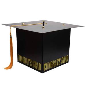lot 2330 image: MerryJoyParty Graduation Card Box Graduation Card Holder Original Graduation Cap Shaped Card Box with Real Tassel for Graduation Party Supplies