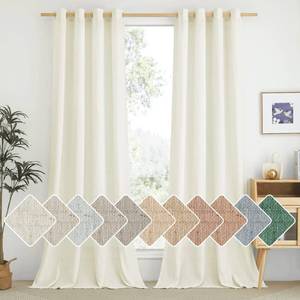 lot 2331 image: NICETOWN Off White Linen Curtains 84 inch Length, Grommet Privacy Added Thick Flax Not See Through Window Treatments Semi Sheer Drapes for BedroomLiving Room, W55 x L84, 2 Panels