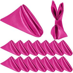 lot 2333 image: Homiest 16 Pack Hot Pink Satin Napkins, 17x17 Inches Square Decorative Dinner Napkins for Wedding, Banquet, Party