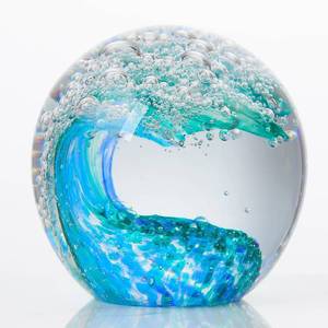 lot 2346 image: Qianwei Hand Blown Ocean Waves Crystal Ball - Glass Collectible Figurines Spere - Paperweight Glass Ball Aquarium DecorOffice Decor Ocean Lovers