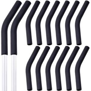 lot 2359 image: HINZIC 12Pcs Silicone Straw Replacement Tip Food Grade Rubber Straw Covers Black Flex Elbow for Hydraflow 14 IN Wide(6mm Outer Diameter) Stainless Steel Metal Straws